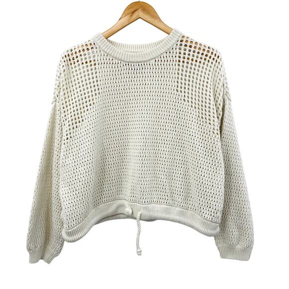 Sweaty Betty white open knit drawstring waist sweater - Picture 3 of 8